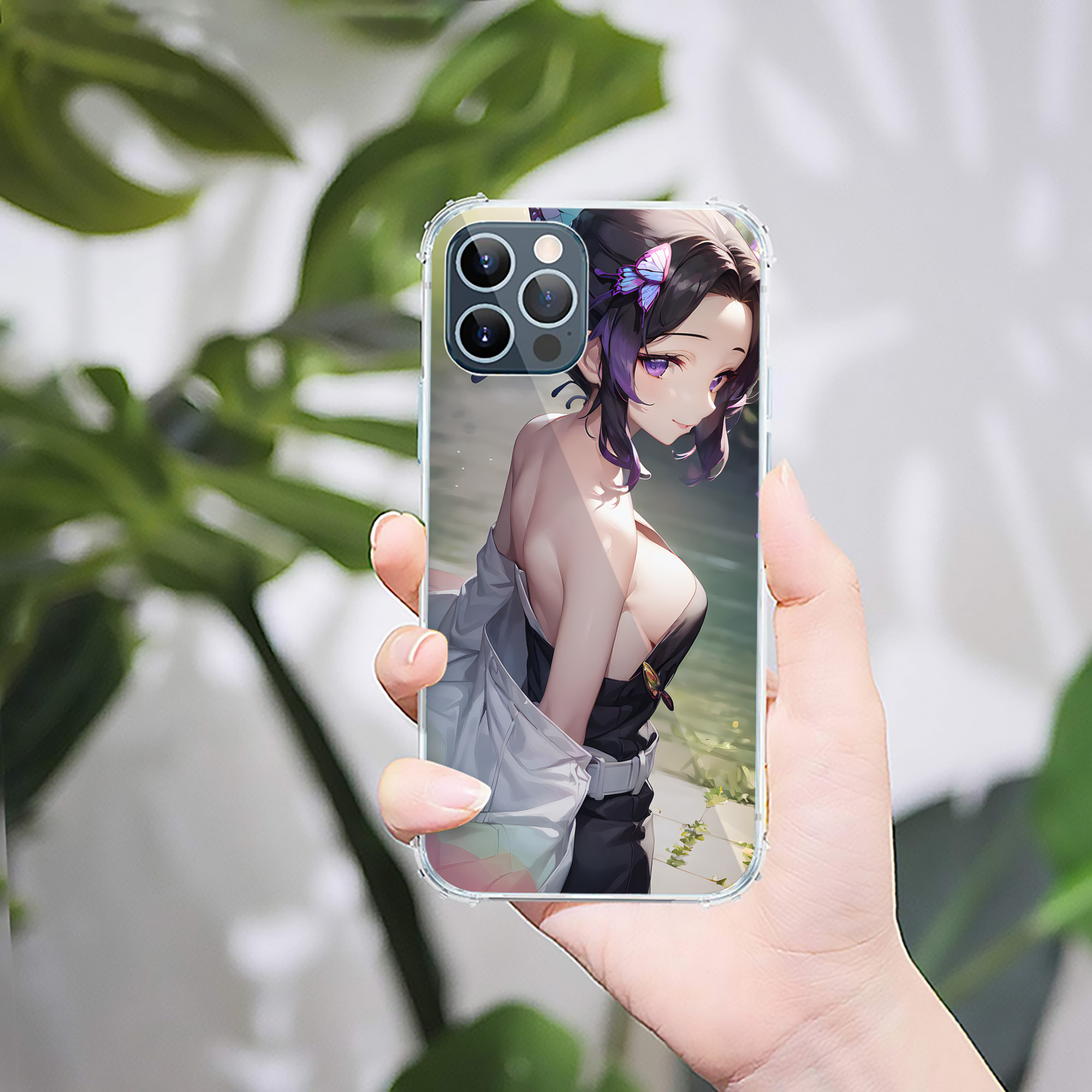 （画像用） 鬼滅の刃（きめつのやいば）蟲柱-胡蝶 しのぶ／こちょう しのぶ Kochou Shinobu 【iPhone 12シリーズ対応】透明スマホケース（クリアソフトケース）